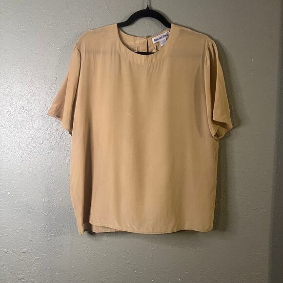 Anna & Frank Silk Blouse Beige XL Women's Foundation Piece Business Feminine - Picture 2 of 5